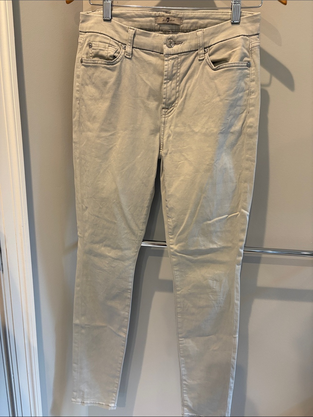 7 For All Mankind Beige Skinny Jeans
